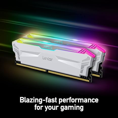Lexar ARES RGB 16GB (2x8GB) DDR4 RAM 4000MHz CL18 Desktop Memory (White) LD4EU008G-R4000GDWA