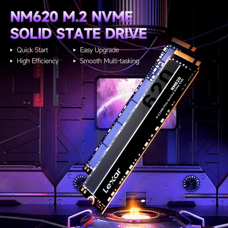 Lexar NM620 256GB M.2 NVMe SSD Solid State Drive PCIe3.0 4-channel NVMe1.4 Standard up to 3300MB/s Read Speed Large Capacity 256GB/512GB/1TB