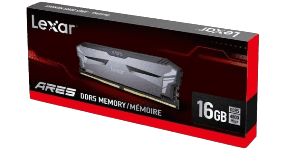 16GB Lexar® Ares DDR5 4800  CL40 1.1V Memory with heatsink.